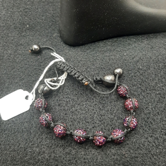 Hematite and Shamballa Sworovski Elements Bracelet Unisex New - Picture 3 of 3